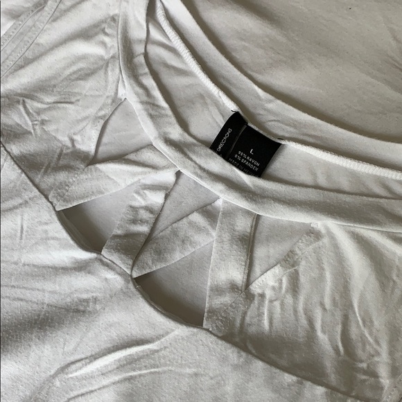 5/$20 LAST DAY White Tank Top with Neck Detail - Picture 3 of 4